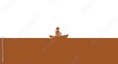 Man in a small boat.