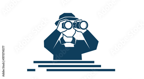 Man looking through binoculars.