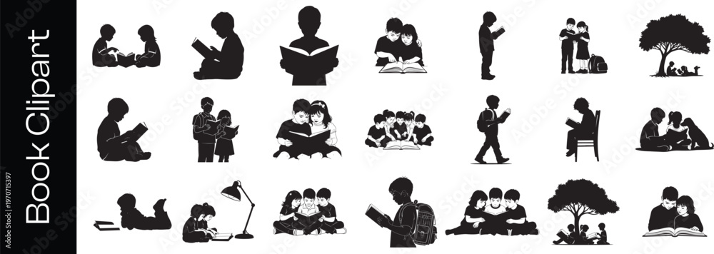 Obraz premium Book icons set, logo isolated on white background, vector illustration.