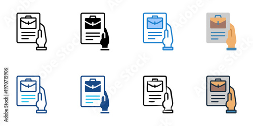 Job offer icons set multiple style collection. Editable stroke 
