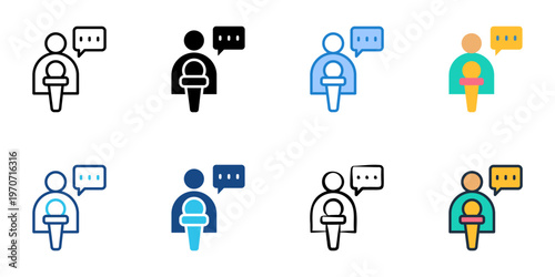 Exit interview icons set multiple style collection. Editable stroke 
