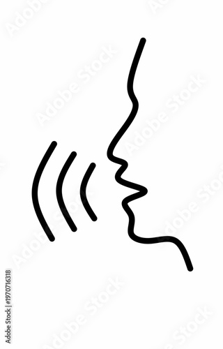 Minimalist Line Art Profile of a Speaking Person.