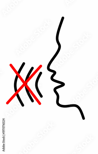 Muted voice symbol representing silence or speech restriction.
