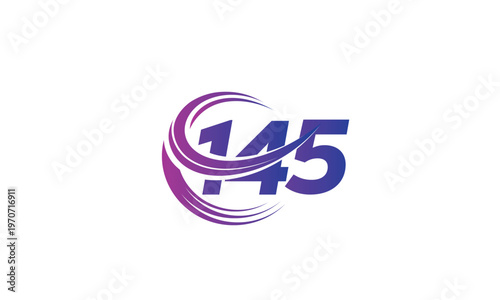 145 Number Logo Design with Purple Gradient Swirl Circle