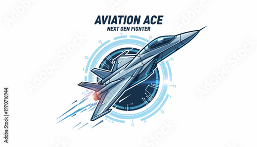Next Gen Fighter Jet "Aviation Ace" in Dynamic Flight, Futuristic Technology
