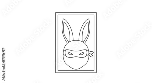 Ninja Bunny Rabbit Masked Bandit Character Icon Outline
