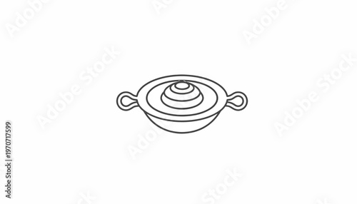Minimalist icon of a steaming bowl with concentric circles, representing hot food or soup.