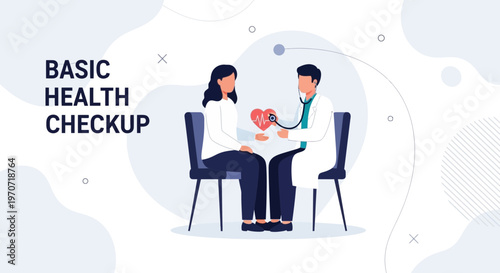 Doctor Performing Basic Health Checkup on Patient with Heart Symbol