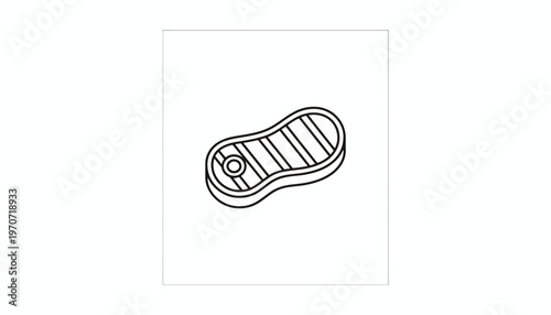 Simple line drawing of a raw steak on a white background
