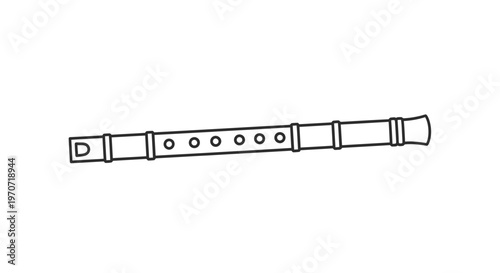 Simple Line Drawing of a Recorder Flute Musical Instrument