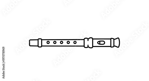 Simple Line Drawing of a Recorder Musical Instrument