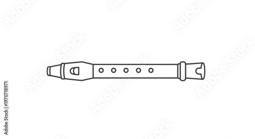 Simple Line Drawing of a Recorder Flute Musical Instrument