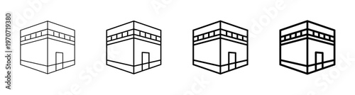 Kaaba Icon Makkah Saudi Arabia Line Art Vector Illustration