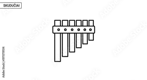 Simple Line Art Icon of Pan Flute Musical Instrument