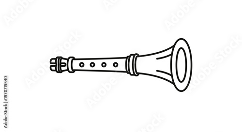Simple Line Art Illustration of a Clarinet Musical Instrument