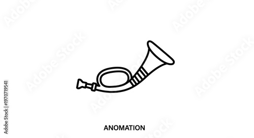 Simple Line Art Illustration of a Hunting Horn or Bugle