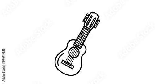 Simple Line Art Illustration of a Classical Guitar