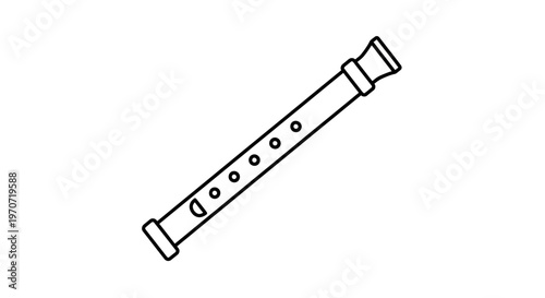 Simple Line Art Illustration of a Recorder Flute Musical Instrument
