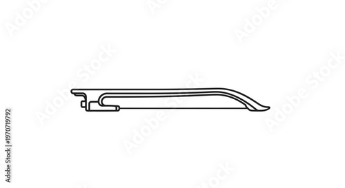 Simple line drawing of a hacksaw blade and frame, isolated on white background