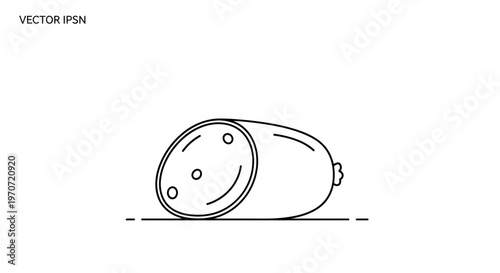 Simple Line Art Icon of a Sliced Potato on White Background