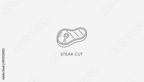 Simple Line Art Icon of a Steak Cut, Minimalist Food Graphic