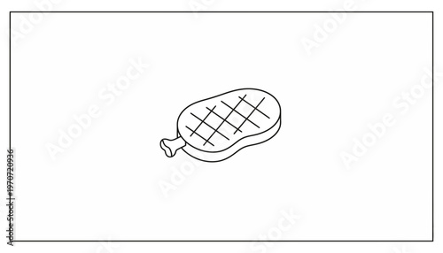 Simple Line Art Icon of a Steak with Bone