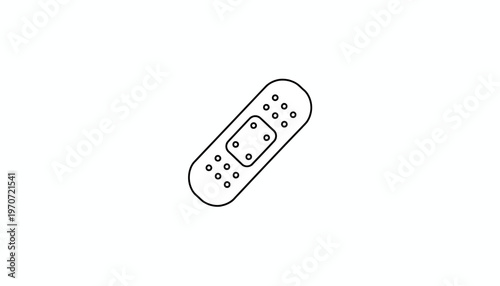 Simple Line Art Icon of a Bandage, Medical Aid, First Aid, Wound Care, Health Symbol