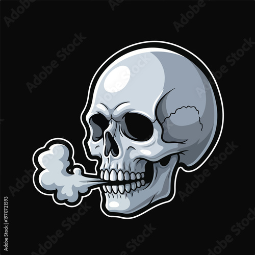 A skull with smoke coming out of its mouth