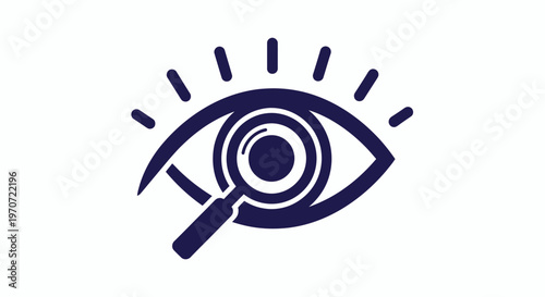 Abstract Purple Eye with Magnifying Glass Icon for Visual Search and Insight.
