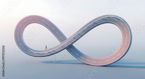 Infinite loop road, concept of eternity, isolated on transparent background