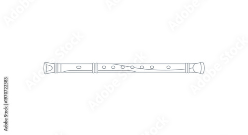 Recorder Flute Outline Drawing Isolated on White Background