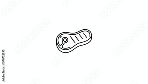 Raw T-bone Steak Icon, Simple Line Art Illustration, Isolated on White Background
