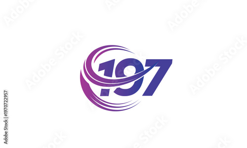 197 Number Logo Design with Purple Gradient Swirl Circle