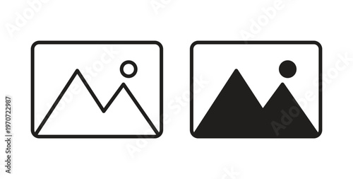 Picture icon design line and solid vector pack on white background