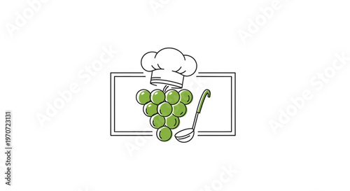 Chef Hat on Grapes with Ladle, Culinary Concept, Food and Drink Icon