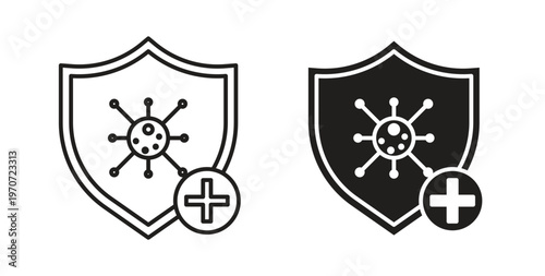 Immunity icon design line and solid vector pack on white background