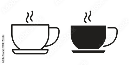 Hot tea icon design line and solid vector pack on white background