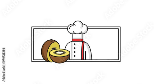 Chef with Kiwi Fruit Slice, Healthy Food Concept, Fresh Ingredient