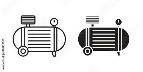 Compressor icon design line and solid vector pack on white background