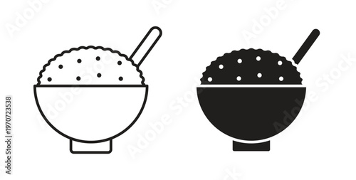 Cereal icon design line and solid vector pack on white background