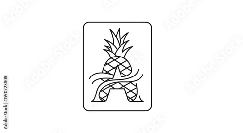 Pineapple Letter A Logo Design, Tropical Fruit Alphabet, Organic Food Brand Identity
