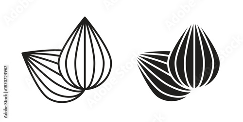 Almond icon design line and solid vector pack on white background