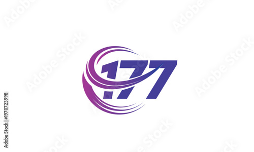 177 Number Logo Design with Purple Gradient Swirl Circle