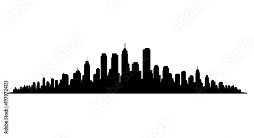 modern city skyline at dusk flat design vector illustration with urban architecture