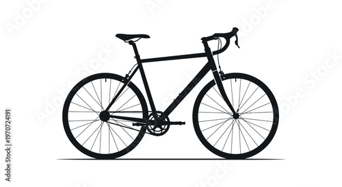 modern black road bicycle isolated on white background vector illustration