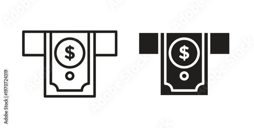 atm cash icon design line and solid vector pack on white background