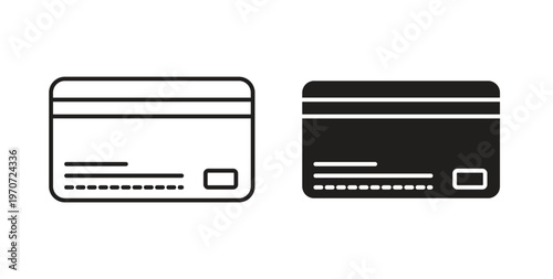 ATM card icon design line and solid vector pack on white background