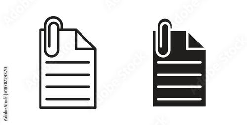 Attach document icon design line and solid vector pack on white background