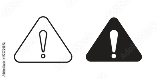 Attention icon design line and solid vector pack on white background