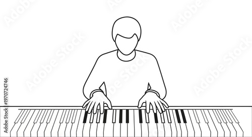 Person playing a keyboard instrument, close-up of hands on piano keys, music practice, learning piano